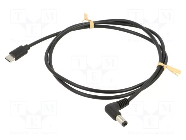 Cable; USB C plug,DC 5,5/2,5 plug; angled; black; 1m; Core: Cu GOOBAY GOOBAY-78969