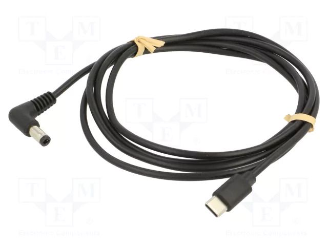 Cable; USB C plug,DC 5,5/2,5 plug; angled; black; 1.5m; Core: Cu GOOBAY GOOBAY-78970