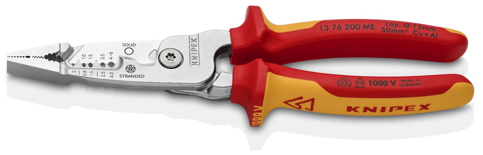 KNIPEX 13 76 200 ME SB WireStripper metric version insulated with multi-component grips, VDE-tested chrome-plated 200 mm 13 76 200 ME SB 4003773089315