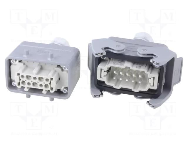 Connector: HDC; male + female; 16A; 500V; Han Kit; PIN: 10; 10+PE HARTING 87848110032