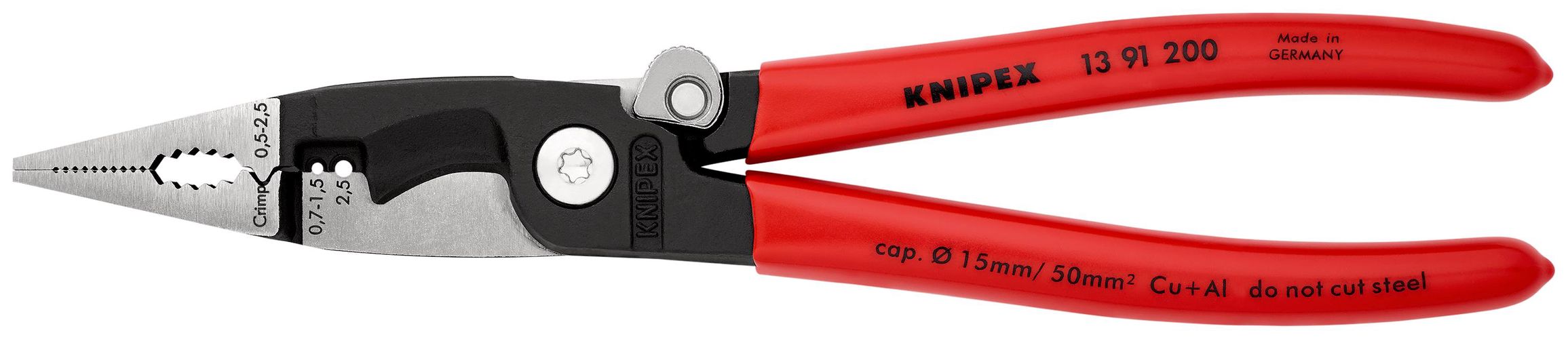 KNIPEX 13 91 200 Pliers for Electrical Installation plastic coated black atramentized 200 mm 13 91 200 4003773075257