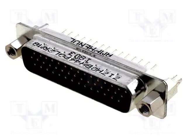 Connector: D-Sub HD; PIN: 44; socket; male; on PCBs,PCB snap; THT AMPHENOL COMMUNICATIONS SOLUTIONS L717HDBH44P2RM8