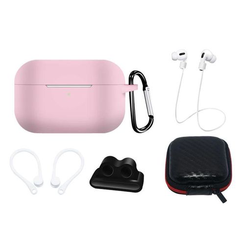 Silicone Case Set for AirPods Pro 2 / AirPods Pro 1 + Case / Ear Hook / Neck Strap / Watch Strap Holder / Carabiner - pink, Hurtel 5907769355011 5907769355011