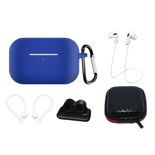 Silicone Case Set for AirPods Pro 2 / AirPods Pro 1 + Case / Ear Hook / Neck Strap / Watch Strap Holder / Carabiner - blue, Hurtel 5907769354991 5907769354991