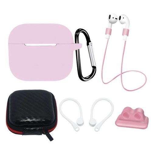 AirPods 3 Silicone Case Set + Case/Ear Hook/Neck Strap/Watch Strap Holder/Carabiner Clasp - pink, Hurtel 5907769354977 5907769354977