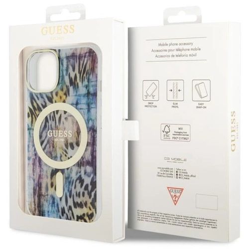 Guess Leopard MagSafe case for iPhone 14 - blue, Guess 3666339115715 3666339115715