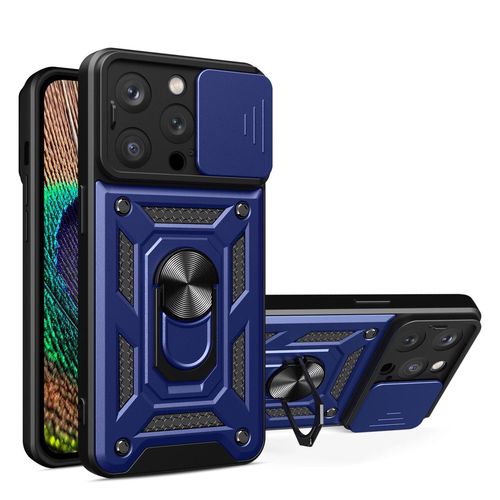 Armor Camshield Case with Stand and Camera Cover for iPhone 15 Pro Max Hybrid Armor Camshield - Blue, Hurtel 5907769357503 5907769357503