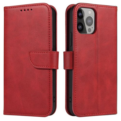 Wallet Case with Stand for iPhone 15 Pro Magnet Case - Red, Hurtel 5907769356384 5907769356384