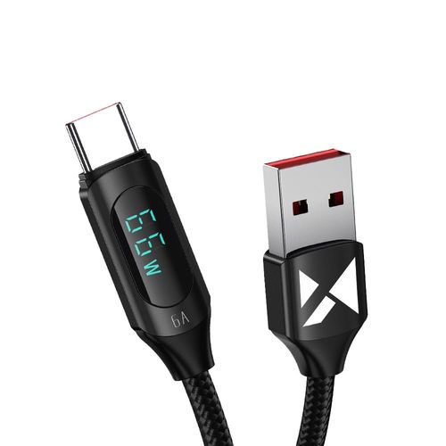 Wozinsky WUACC1 USB A - USB C Cable with Display 66W 6A 1m - Black, Wozinsky 5907769308413 5907769308413