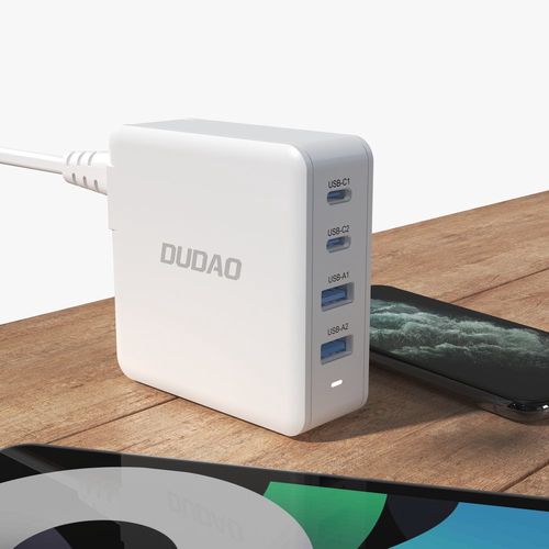 GaN 100W fast wall charger 2 x USB-C / 2 x USB Dudao A100EU - white, Dudao 6973687248727 6973687248727