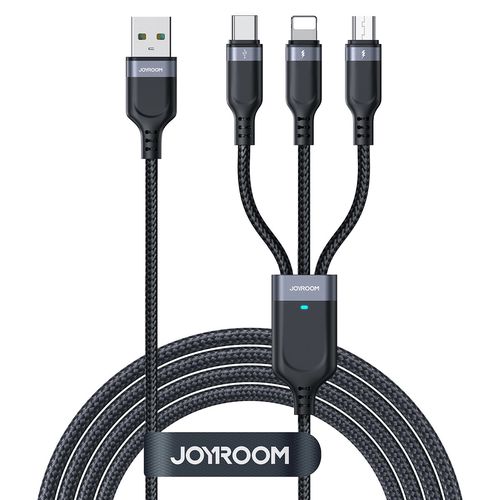 Joyroom Multi-Use Series S-A18 3in1 USB-A - Lightning / USB-C / micro USB cable 1.2m - black, Joyroom 6956116708986 6956116708986