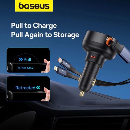 Baseus Enjoyment USB-C car charger with USB-C / Lightning 60W cable - black, Baseus 6932172641641 6932172641641