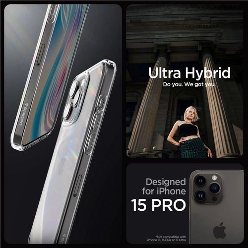 Spigen Crystal Hybrid iPhone 15 Pro Case - Clear, Spigen 8809896747806 8809896747806