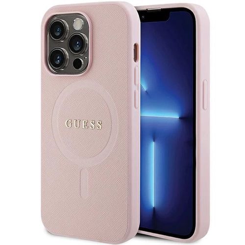 Guess GUHMP14LPSAHMCP case for iPhone 14 Pro - pink Saffiano MagSafe, Guess 3666339156169 3666339156169