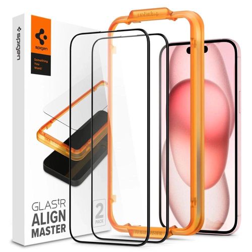 Spigen ALM Glass FC tempered glass for iPhone 15 Plus - black 2 pcs., Spigen 8809896752091 8809896752091