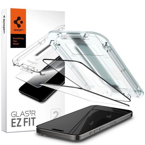 Spigen Glas.tR EZ Fit FC Tempered Glass for iPhone 15 Pro - Black 2 pcs., Spigen 8809896752152 8809896752152