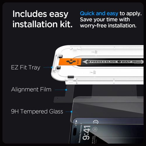 Spigen Glas.tR EZ Fit FC Tempered Glass for iPhone 15 Pro Max - Black 2 pcs., Spigen 8809896751971 8809896751971