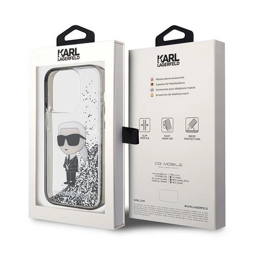 Karl Lagerfeld Liquid Glitter Ikonik case for iPhone 15 Pro - transparent, Karl Lagerfeld 3666339164096 3666339164096
