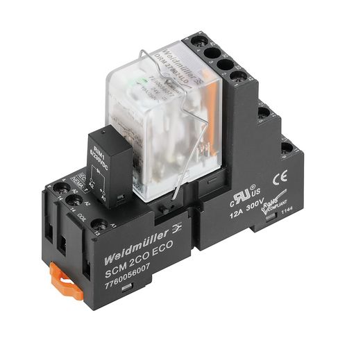 DRMKIT 24VDC 2CO LD Relay kit, 24 V DC 2CO, AgNi flash gold-plated, 10 A, Screw connection, LED, free-wheeling diode, Weidmuller 1542360000 4050118347234