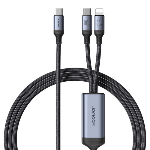 Joyroom Speedy Series S-A21 2in1 USB-C - USB-C / Lightning cable 100W 1.5m - black, Joyroom 6941237100757 6941237100757