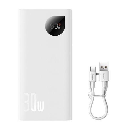 Baseus Adaman2 power bank with digital display 2x USB-A / 1x USB-C 10000mAh 30W - white, Baseus 6932172628321 6932172628321