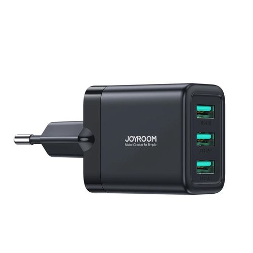 Joyroom JR-TCN02 3xUSB-A 17W 3.4A mains charger - black, Joyroom 6956116753436 6956116753436