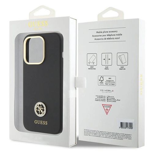 Guess Silicone Logo Strass 4G case for iPhone 15 Pro Max - black, Guess 3666339148515 3666339148515