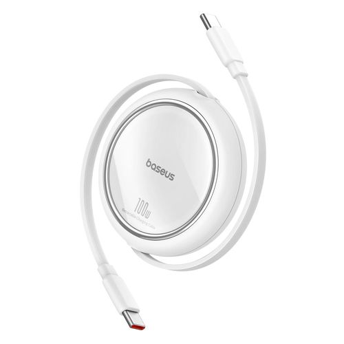 Baseus Free2Draw Mini USB-C - USB-C 100W 1m retractable cable - white, Baseus 6932172647520 6932172647520