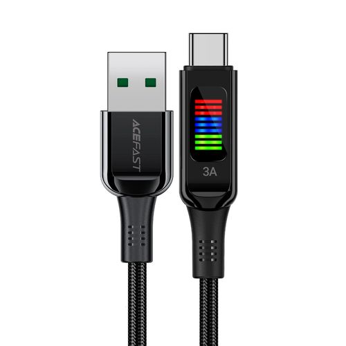 Acefast C7-04 USB-A USB-C 60W 1.2m cable with display - black, Acefast 6974316282785 6974316282785