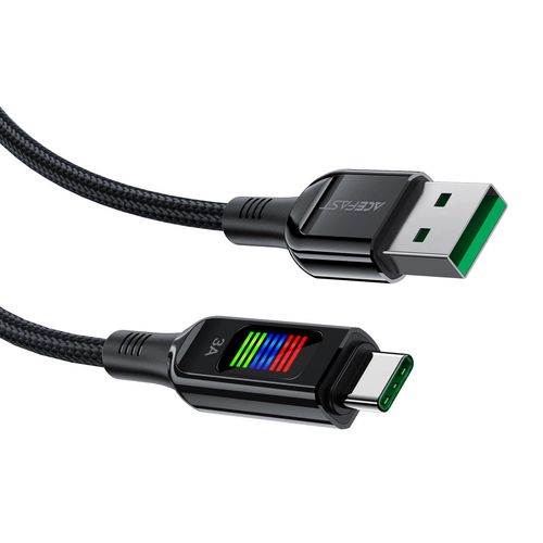 Acefast C7-04 USB-A USB-C 60W 1.2m cable with display - black, Acefast 6974316282785 6974316282785