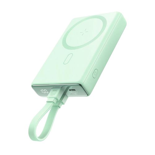 Powerbank Joyroom JR-PBM01 magnetic 10000mAh 20W with stand + Lightning cable - USB-C - green, Joyroom 6941237122926 6941237122926