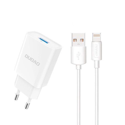 Dudao A4EU USB-A 2.1A wall charger - white + USB-A - Lightning cable, Dudao 6976625331956 6976625331956