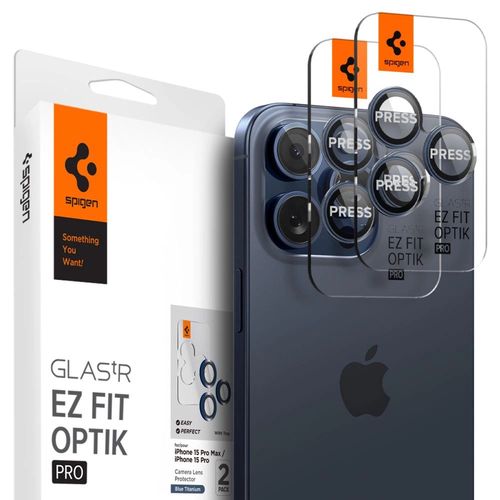 Spigen Optik.tR EZ Fit Camera Protector for iPhone 14 Pro / Pro Max / 15 Pro / Pro Max - Titanium Blue 2 pcs., Spigen 8809971220552 8809971220552