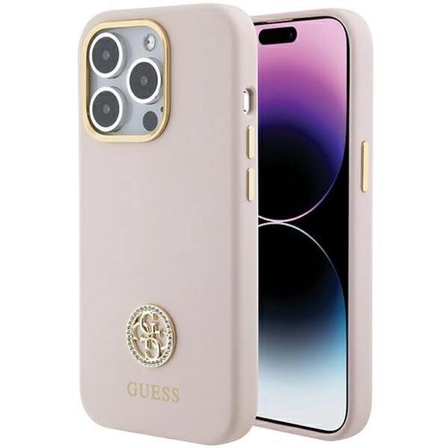 Guess Silicone Logo Strass 4G case for iPhone 15 Pro - light pink, Guess 3666339148928 3666339148928