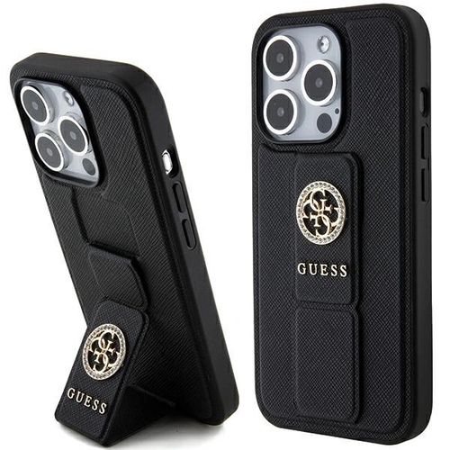 Guess Grip Stand 4G Saffiano Strass case for iPhone 15 Pro Max - black, Guess 3666339198442 3666339198442