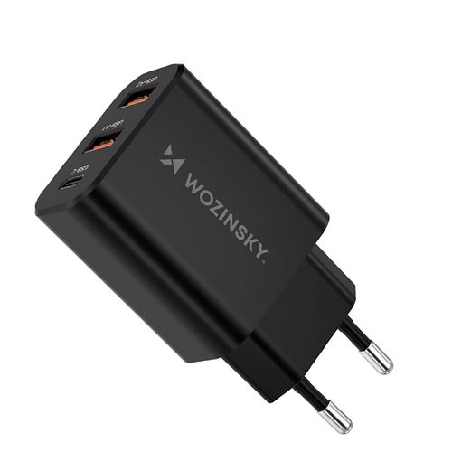 Wozinsky CWCUCB 30W USB-C / 2 x USB-A Wall Charger - Black, Wozinsky 5907769308826 5907769308826