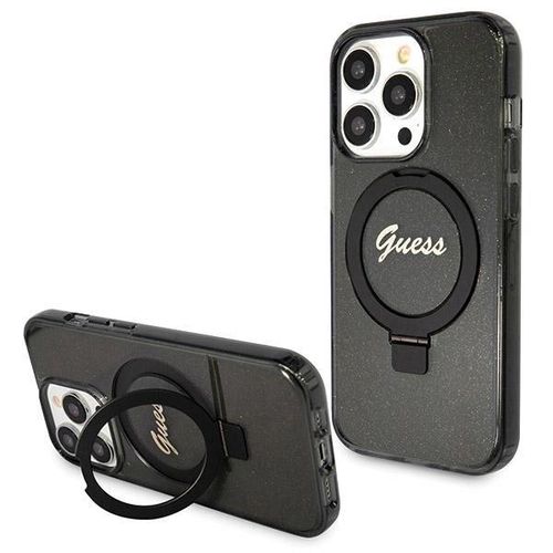 Guess Ring Stand Script Glitter MagSafe case for iPhone 13 Pro / 13 - black, Guess 3666339156268 3666339156268