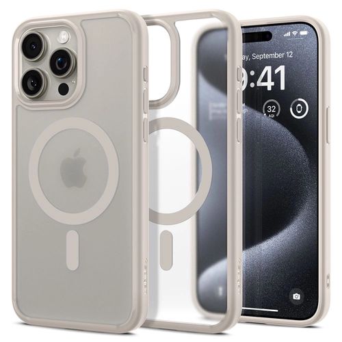 Spigen Ultra Hybrid Mag Case with MagSafe for iPhone 15 Pro - Matte Natural Titanium, Spigen 8809971221047 8809971221047