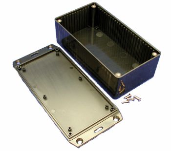 Plastic enclosure 150x80x45mm blue, with mounting holes, HAMMOND 1591DFLBK 623980196800