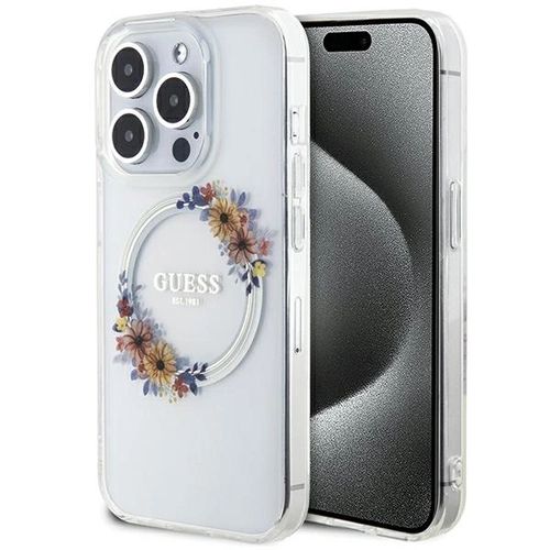 Guess IML Flowers Wreatch MagSafe case for iPhone 15 Pro - transparent, Guess 3666339221720 3666339221720