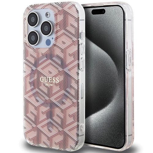 Guess IML GCube MagSafe case for iPhone 15 Pro - pink, Guess 3666339222000 3666339222000