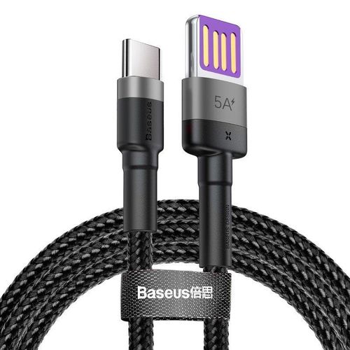 Baseus Cafule USB-C Cable Huawei SuperCharge, QC 3.0, 5A 1m (Black+Gray), Baseus CATKLF-PG1