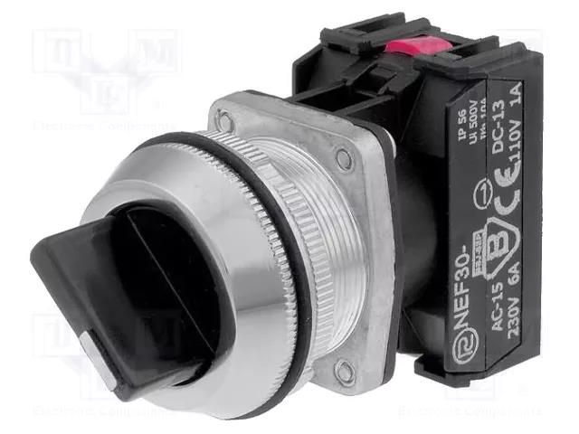 Switch: rotary; 30mm; Stabl.pos: 2; NO x2; black; IP56; NEF30; Pos: 2 PROMET NEF30-TPAS2X