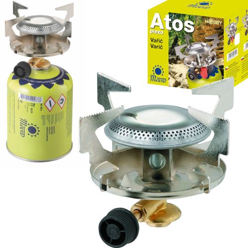 Gas tourist stove for gas cartridges with 7/16&quot; thread ATOS 1.8kW, Meva UKP06011 UKP06011