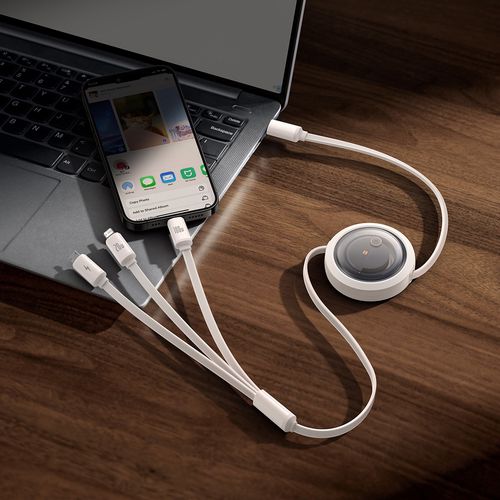 Baseus Free2Draw CB000084 retractable USB-C - Lightning / USB-C / micro USB cable 100W 1.1m - white, Baseus P10368700211-03 P10368700211-03