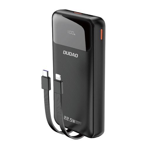 Dudao K15Pro Power Bank 20000mAh 22.5W PD USB-C / USB-A / Built-in Lightning and USB-C Cables - Black, Dudao K15Pro black K15Pro black