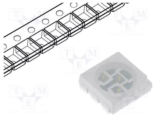 LED; blue; SMD; 5060,PLCC6; 1500÷2000mcd; 2.9÷3.6VDC; 5x5x1.5mm OPTOSUPPLY OSB56TS4C1A