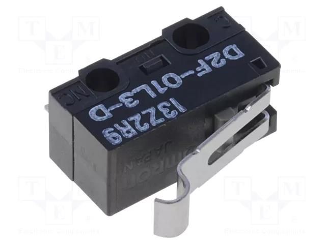 Microswitch SNAP ACTION; 3A/125VAC; 0.1A/30VDC; SPDT; ON-(ON) OMRON Electronic Components D2F-01L3-D