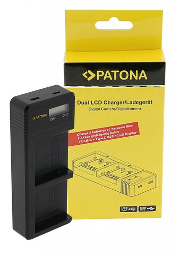 PATONA Dual LCD USB Charger f. JVC BN-VC296G BN-VC298G GY-HC500 HY-HC550 icl. USB-C Cable, PATONA 1712 4055655232500