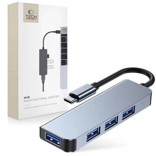 HUB Tech-Protect V1 4in1 USB-C - 3x USB-A 2.0 / USB-A 3.0 - gray, Tech-Protect 5906302303090 5906302303090